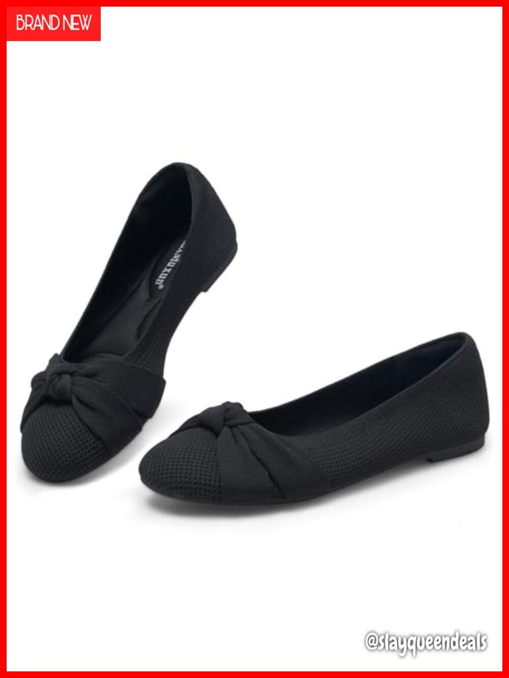Women's Knit Round Toe Ballet Flats with Bow Slip On Memory Foam Comfort